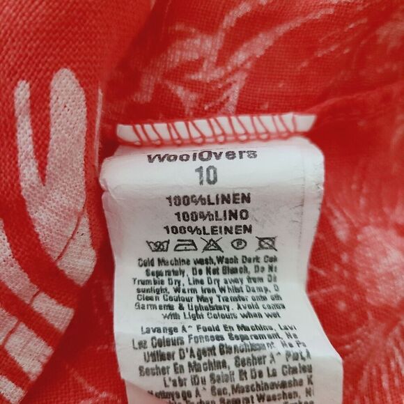 Woolovers Linen‎ Pocket Tunic Dress 6 Coral Pink 100% Linen Floral Hawaiian - Picture 9 of 10